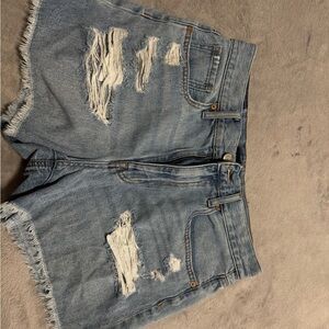 Distressed Blue Jean Shorts